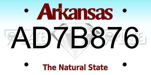 AD7B876 Arkansas License Plate