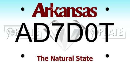 AD7D0T Arkansas License Plate