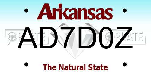 AD7D0Z Arkansas License Plate