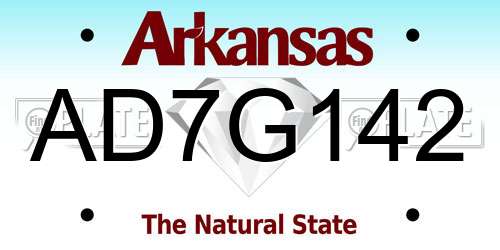 AD7G142 Arkansas License Plate