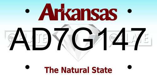 AD7G147 Arkansas License Plate