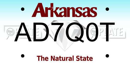 AD7Q0T Arkansas License Plate