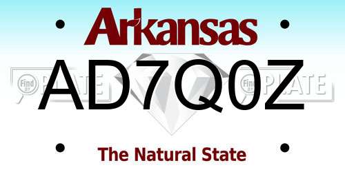AD7Q0Z Arkansas License Plate