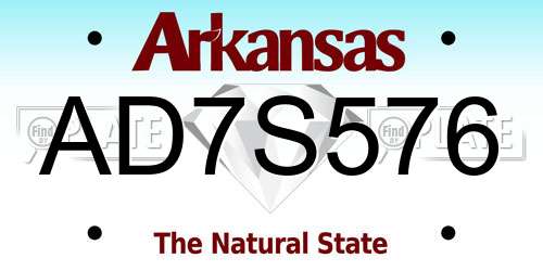 AD7S576 Arkansas License Plate