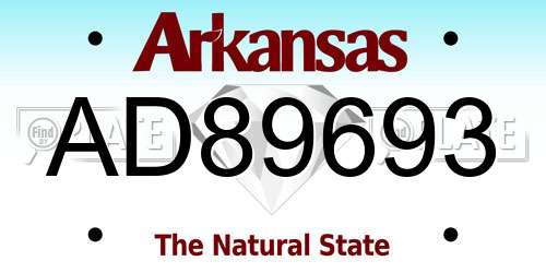 AD89693 Arkansas License Plate