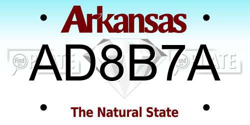 AD8B7A Arkansas License Plate