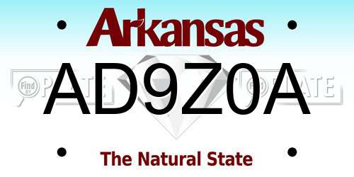 AD9Z0A Arkansas License Plate