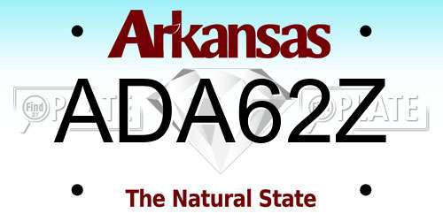 ADA62Z Arkansas License Plate