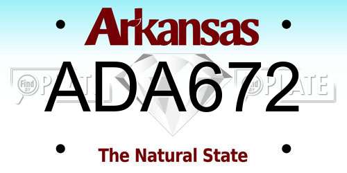 ADA672 Arkansas License Plate