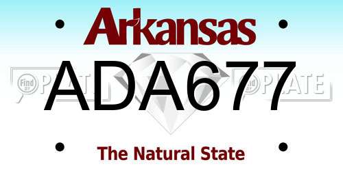 ADA677 Arkansas License Plate