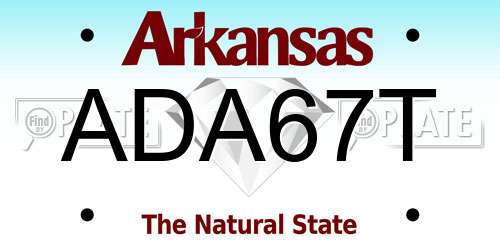 ADA67T Arkansas License Plate