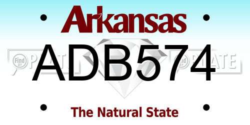 ADB574 Arkansas License Plate