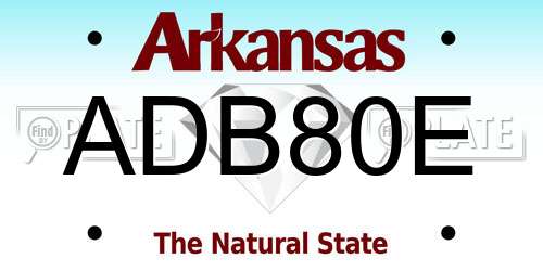 ADB80E Arkansas License Plate