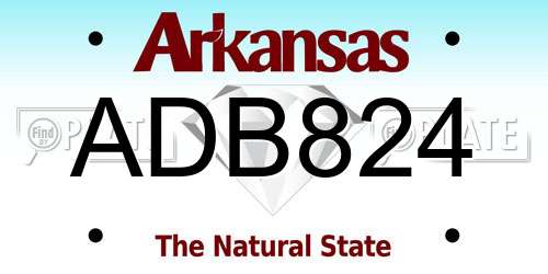 ADB824 Arkansas License Plate
