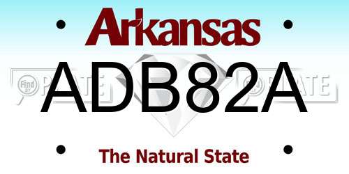 ADB82A Arkansas License Plate