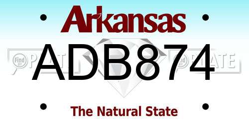 ADB874 Arkansas License Plate