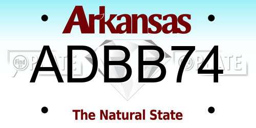 ADBB74 Arkansas License Plate