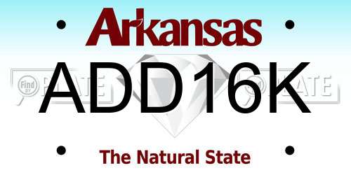 ADD16K Arkansas License Plate