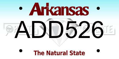 ADD526 Arkansas License Plate