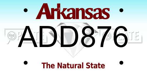 ADD876 Arkansas License Plate