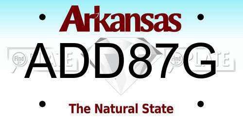 ADD87G Arkansas License Plate