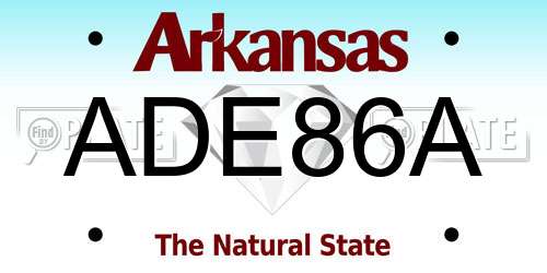 ADE86A Arkansas License Plate