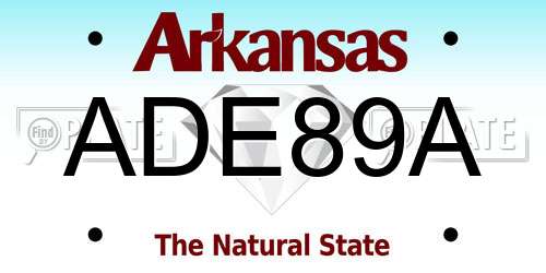 ADE89A Arkansas License Plate