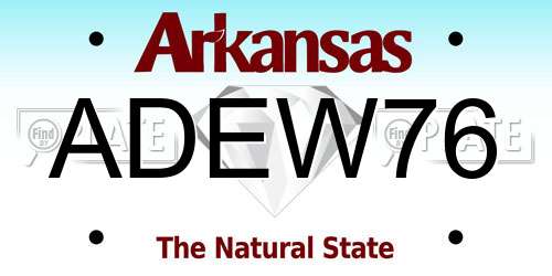 ADEW76 Arkansas License Plate