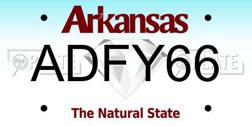 ADFY66 Arkansas License Plate