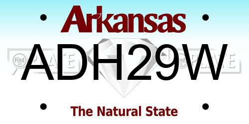 ADH29W Arkansas License Plate