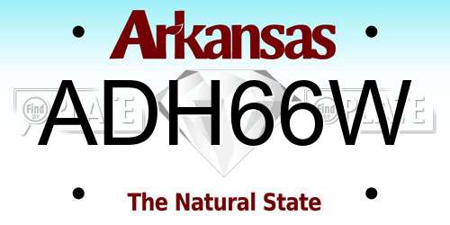 ADH66W Arkansas License Plate