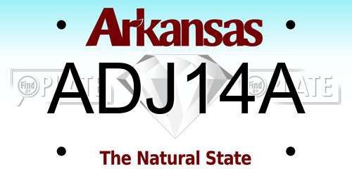 ADJ14A Arkansas License Plate