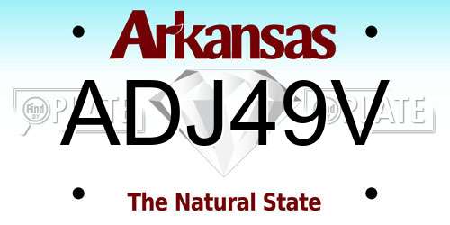 ADJ49V Arkansas License Plate