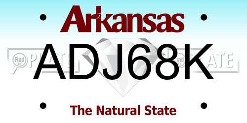 ADJ68K Arkansas License Plate
