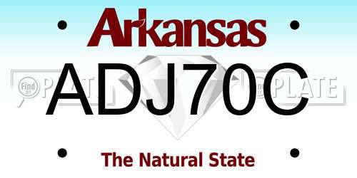 ADJ70C Arkansas License Plate