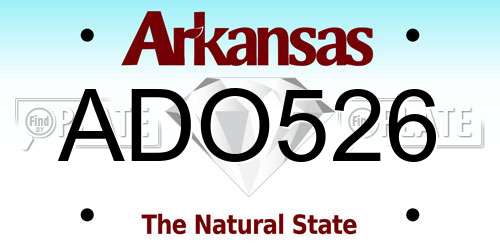 ADO526 Arkansas License Plate