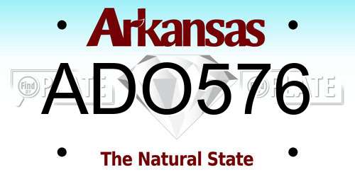 ADO576 Arkansas License Plate