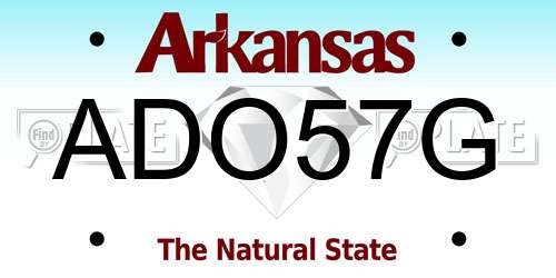 ADO57G Arkansas License Plate