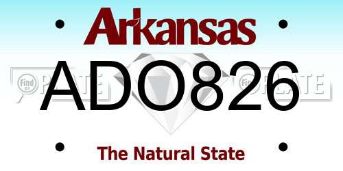 ADO826 Arkansas License Plate