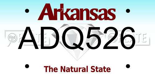 ADQ526 Arkansas License Plate