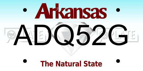 ADQ52G Arkansas License Plate