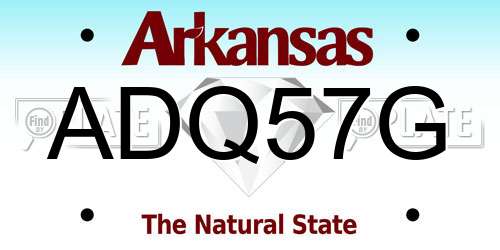 ADQ57G Arkansas License Plate