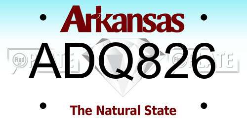 ADQ826 Arkansas License Plate