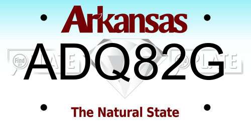 ADQ82G Arkansas License Plate