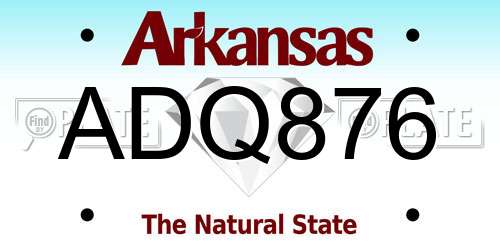 ADQ876 Arkansas License Plate