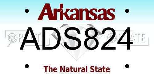 ADS824 Arkansas License Plate