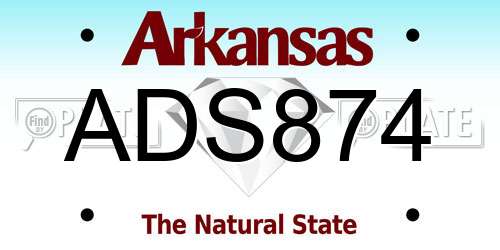 ADS874 Arkansas License Plate