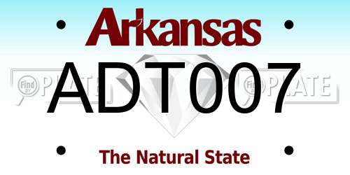 ADT007 Arkansas License Plate