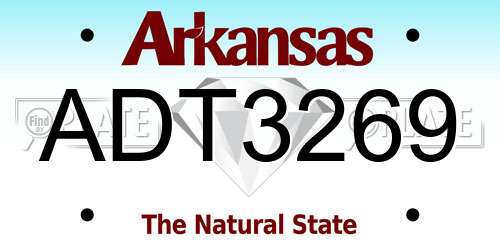 ADT3269 Arkansas License Plate