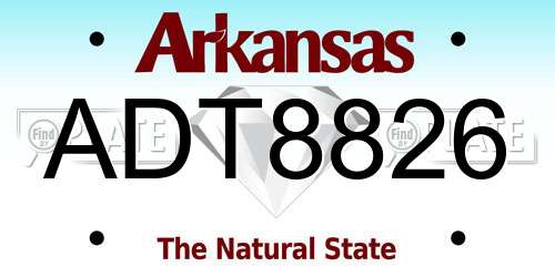 ADT8826 Arkansas License Plate